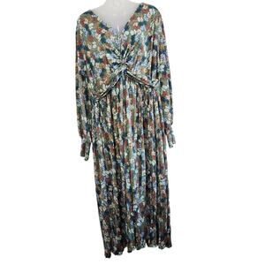 Eloquii Elements Knot Front Pleated Skirt Shift Dress Boho Multi Size 18/20
